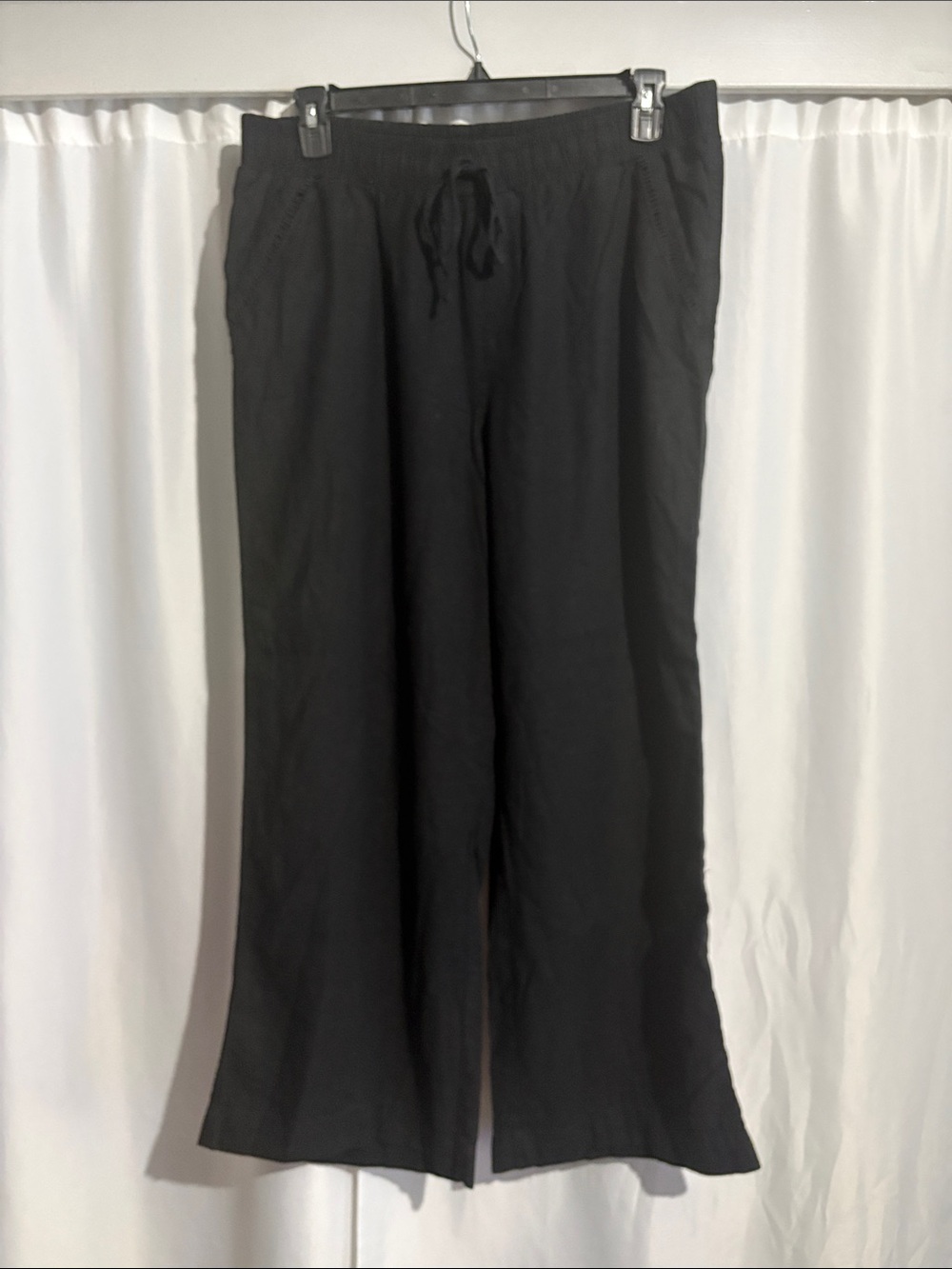 Briggs New York Black Drawstring Waist linen pants